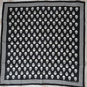Alexander McQueen Black & White Skull Silk Scarf